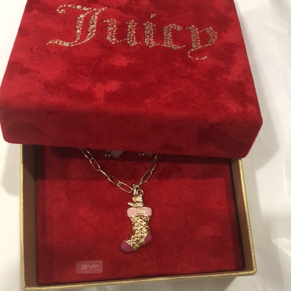 Juicy Couture pink stocking chain link necklace & pink heart shaped earrings set - Picture 11 of 14